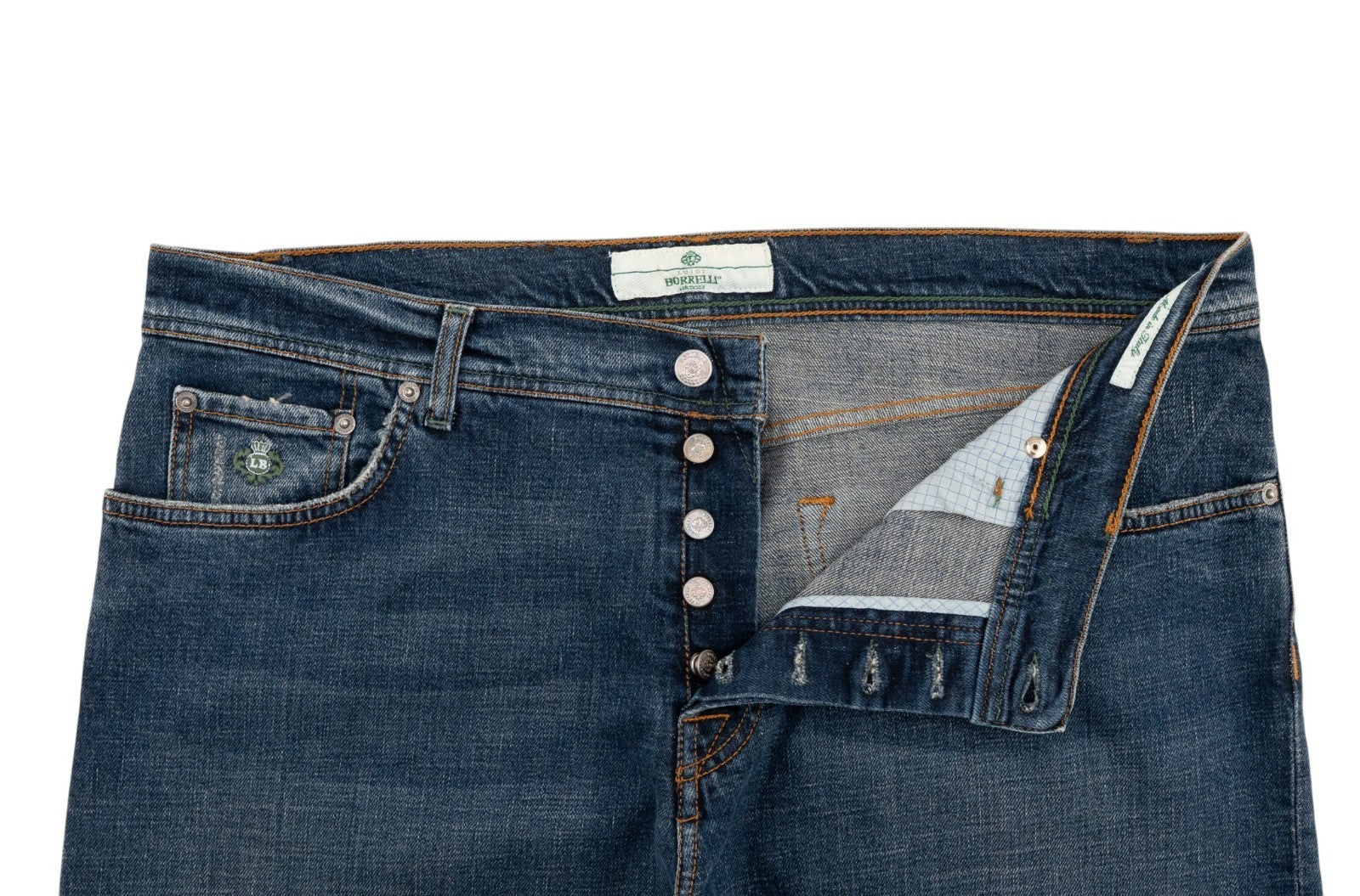 415$ LUIGI BORRELLI NAPOLI Dark Blue Denim Jeans Pant Twill Cotton Made in Italy