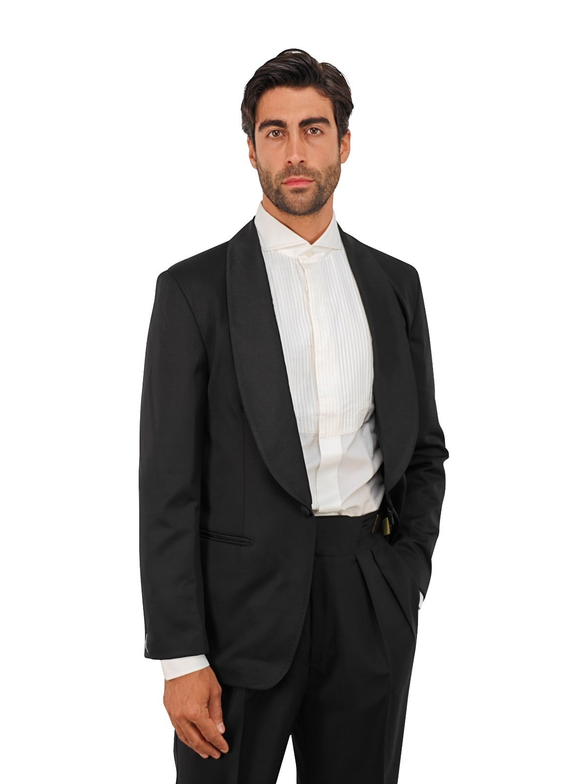 $1890 RUBINACCI NAPOLI Black Double Breasted Shawl Tuxedo Jacket 40 US / 50 EU