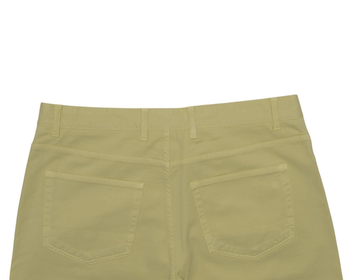 690$ ISAIA NAPOLI Yellow 5 Pocket Pant Twill Cotton Regular Fit 38 US / 54 EU