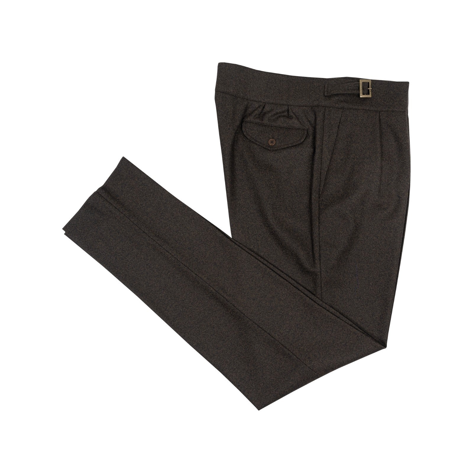 670$ RUBINACCI NAPOLI "Manny" Brown Flannel Wool High Rise Pant 40 US / 56 EU