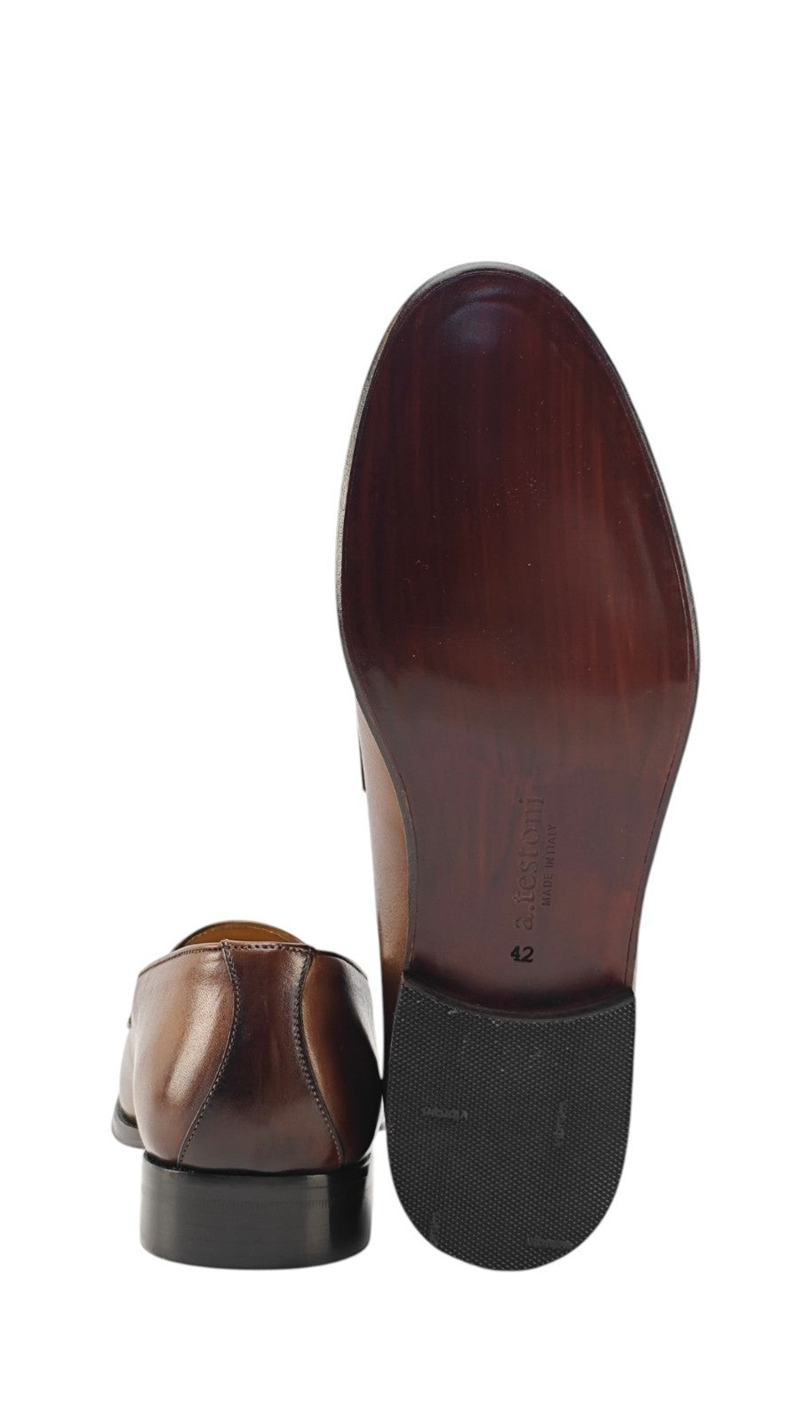 1250$ TESTONI Loafer Shoes Antique Lux Calf Caramel 8 UK / 9 US / 42 IT