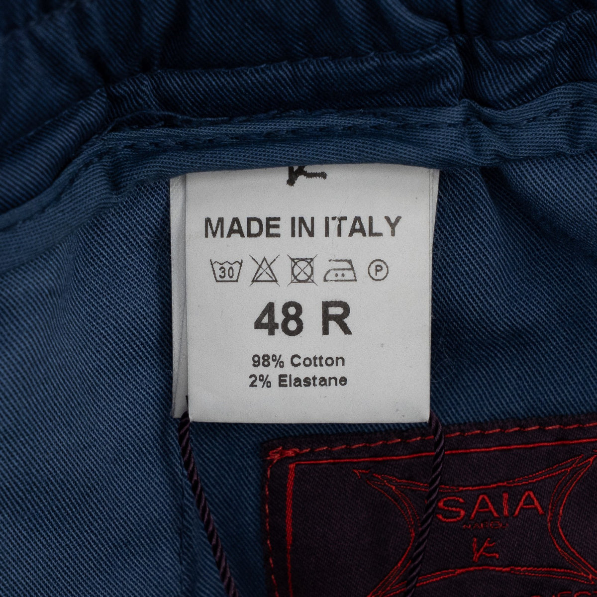 1150$ ISAIA NAPOLI Blue Drawstring Pant Slim Tapered Fit Cotton 32 US / 48 EU