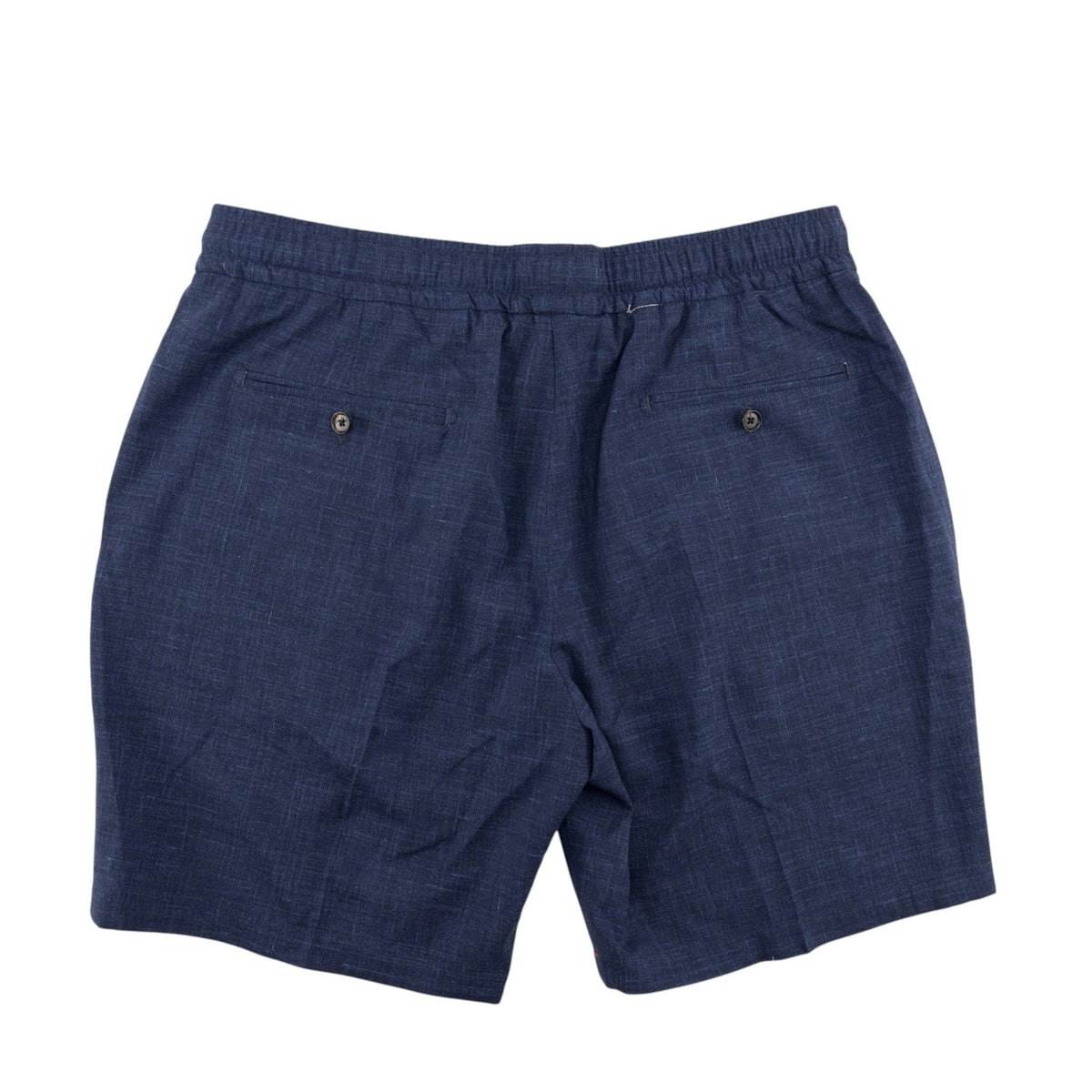 975$ ISAIA Dark Blue Drawstring Short Pant Wool - Silk - Linen  38 US / 54 EU R