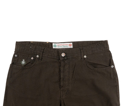 415$ LUIGI BORRELLI NAPOLI Corduroy Brown Denim Jeans Pant Cotton 35 US / 51 EU