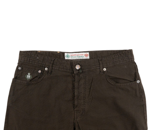 415$ LUIGI BORRELLI NAPOLI Corduroy Brown Denim Jeans Pant Cotton 35 US / 51 EU