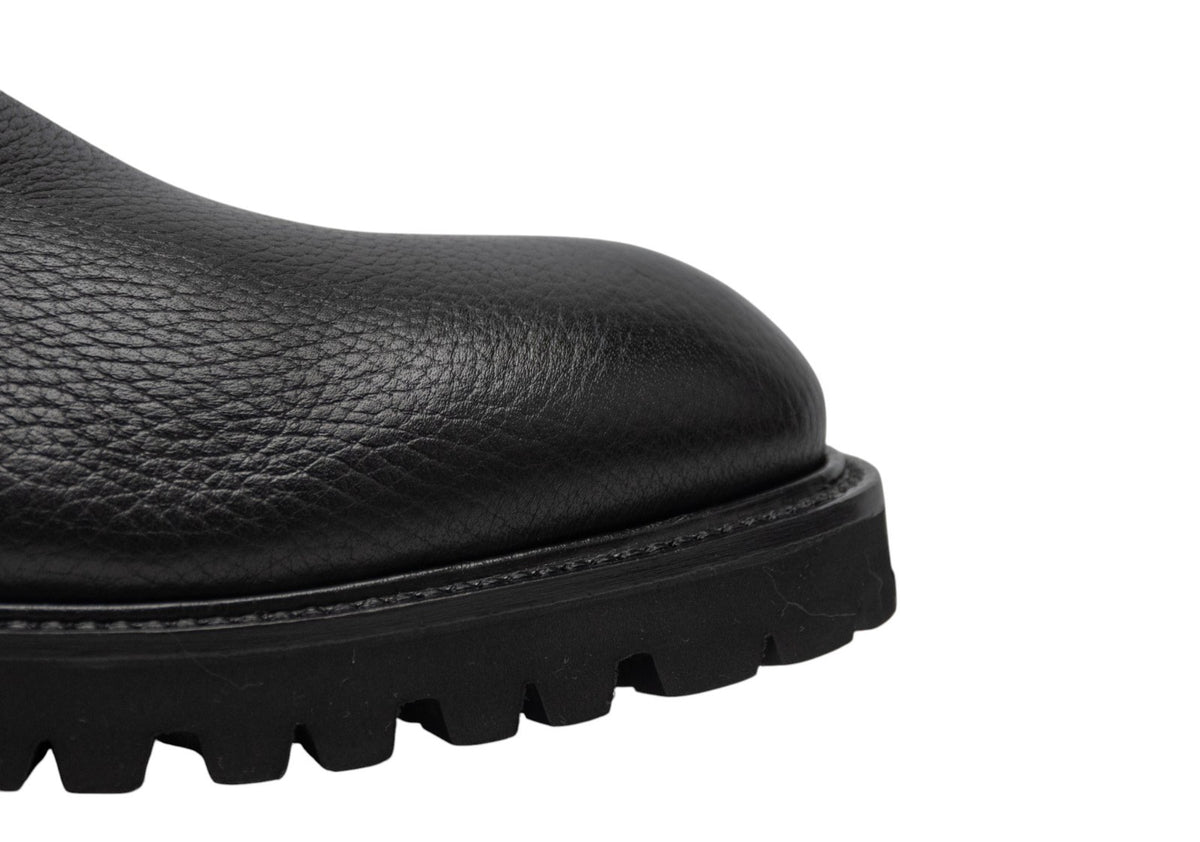 1450$ TESTONI "Custoza" Desert Boot Deer + Fur Lining Calf Black 8 UK 9 US 42 IT