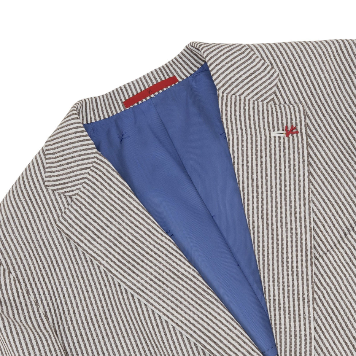 $6450 ISAIA NAPOLI "Capri" White / Brown Suit Cotton / Silk 38 US / 48 EU 8R