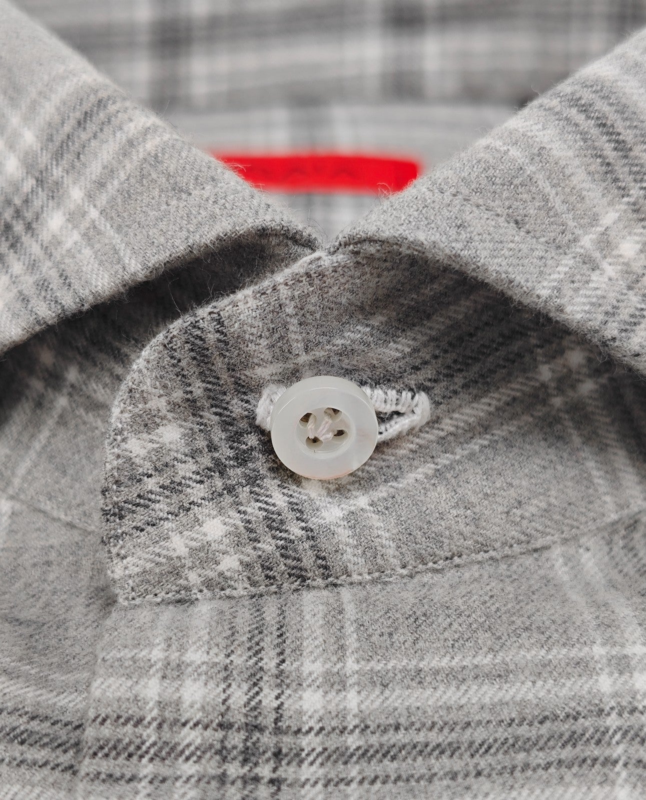 730$ ISAIA "Mix" Dress Shirt Gray Checks Hand-Sewn Flannel Cotton 16.5 - 42