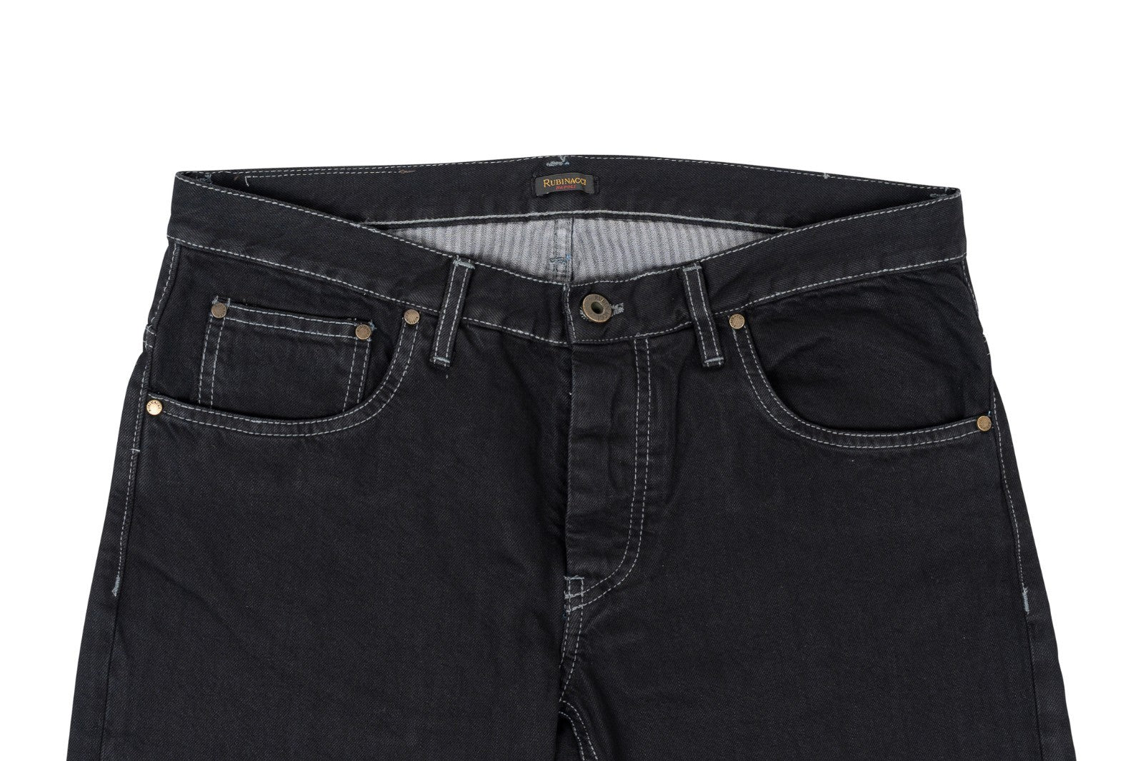 490$ RUBINACCI NAPOLI Black Denim Jeans Trousers Pant Cotton Regular Fit