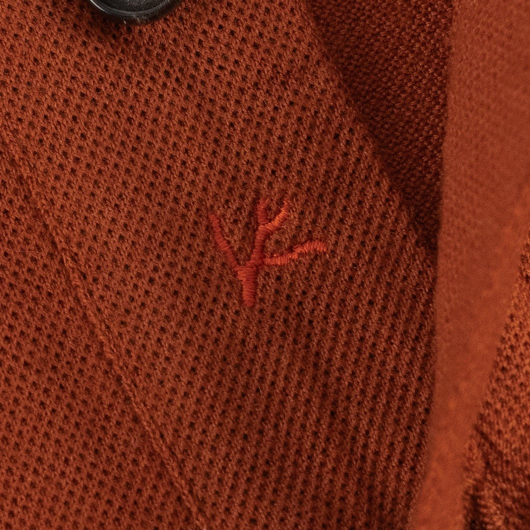 1200$ ISAIA NAPOLI Rust Handmade Polo Long Sleeve Knit Wool Jersey