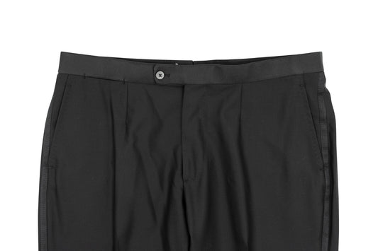 1250$ ISAIA NAPOLI Black Navy Hand-Sewn Tuxedo Dress Pant Wool 42 US / 58 EU