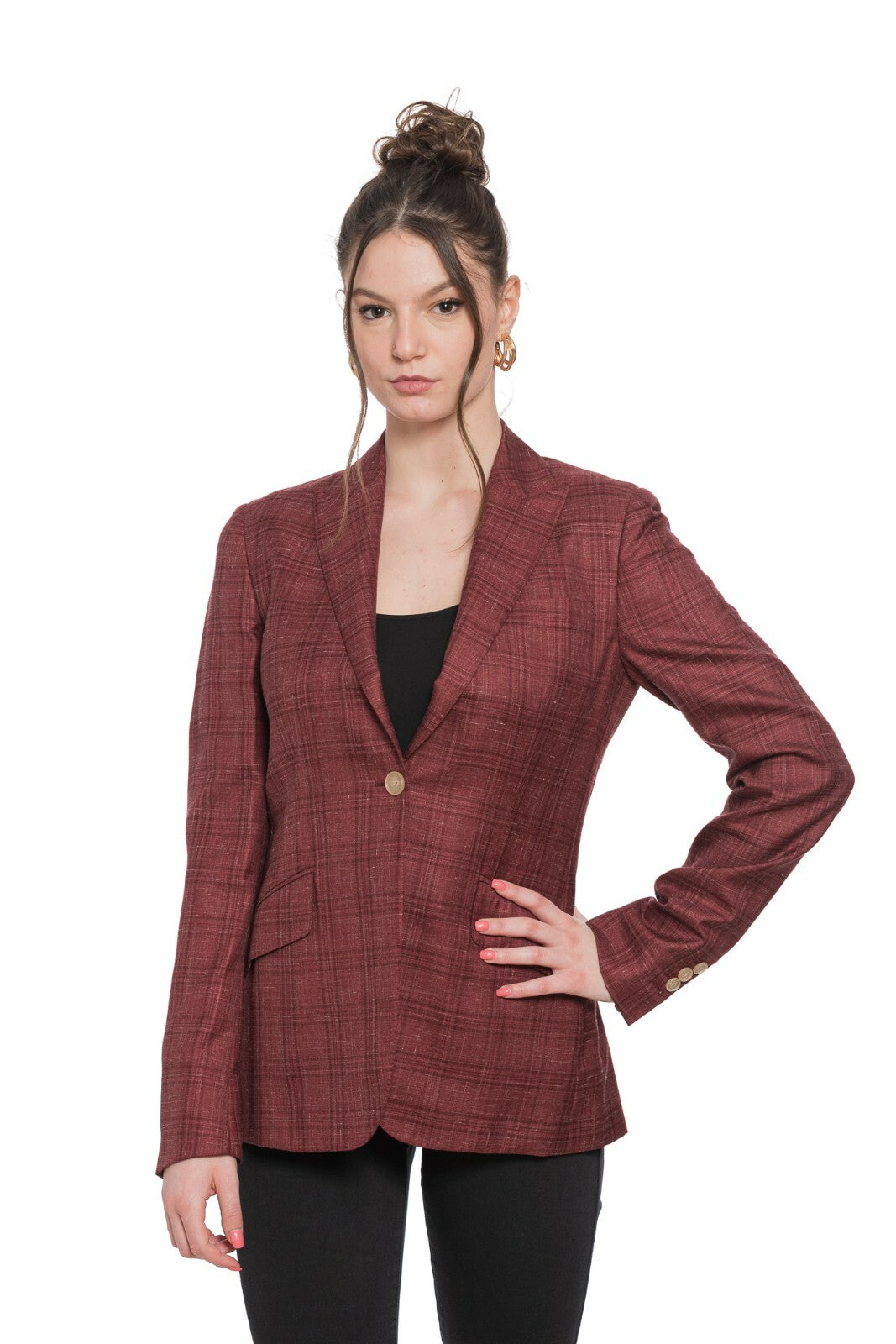 $2490 BELVEST Cashmere Silk Burgundy Woman Jacket Blazer 42 IT / 6 US / 38 FR