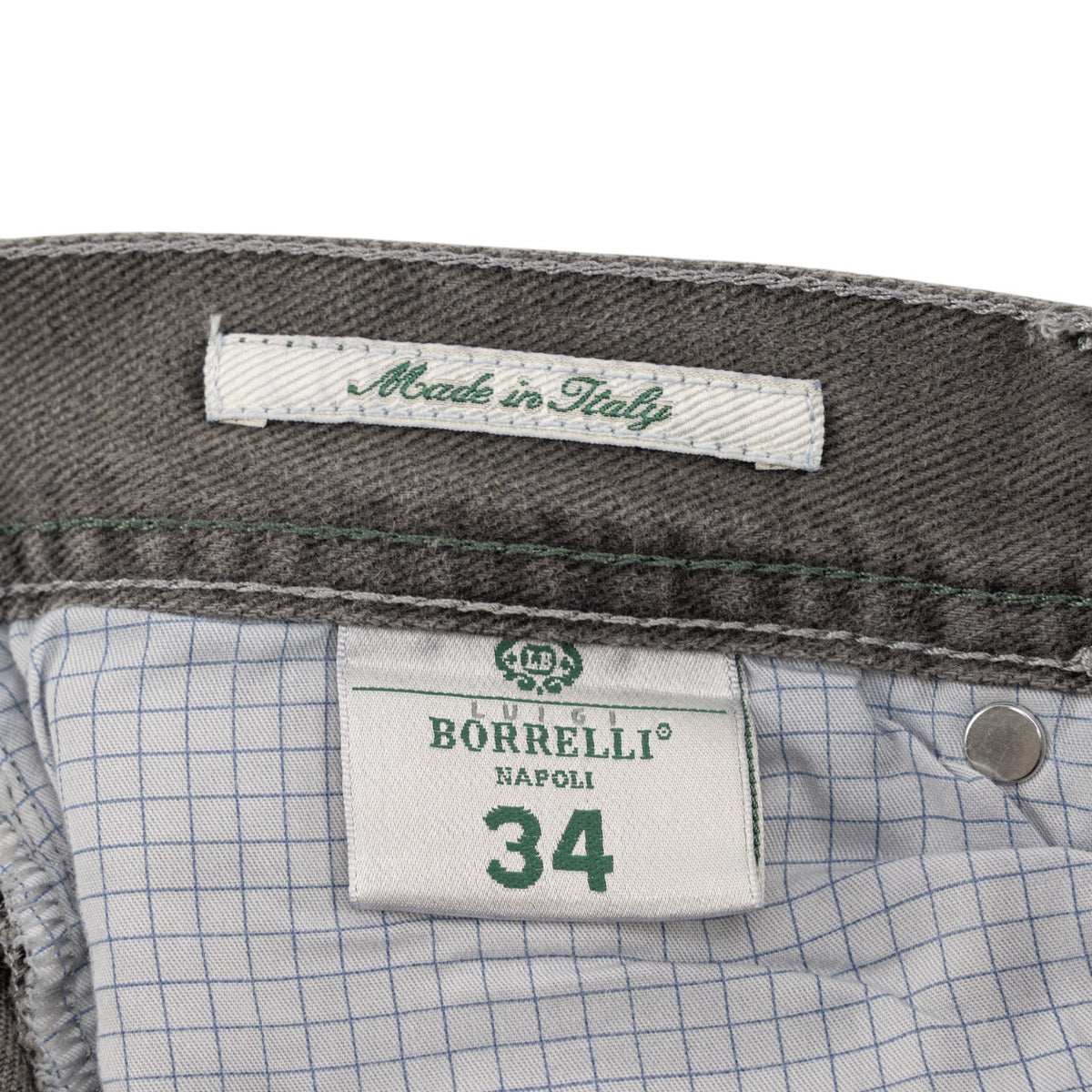 415$ LUIGI BORRELLI NAPOLI Solid Gray Denim Jeans Pant Cotton 34 US / 50 EU