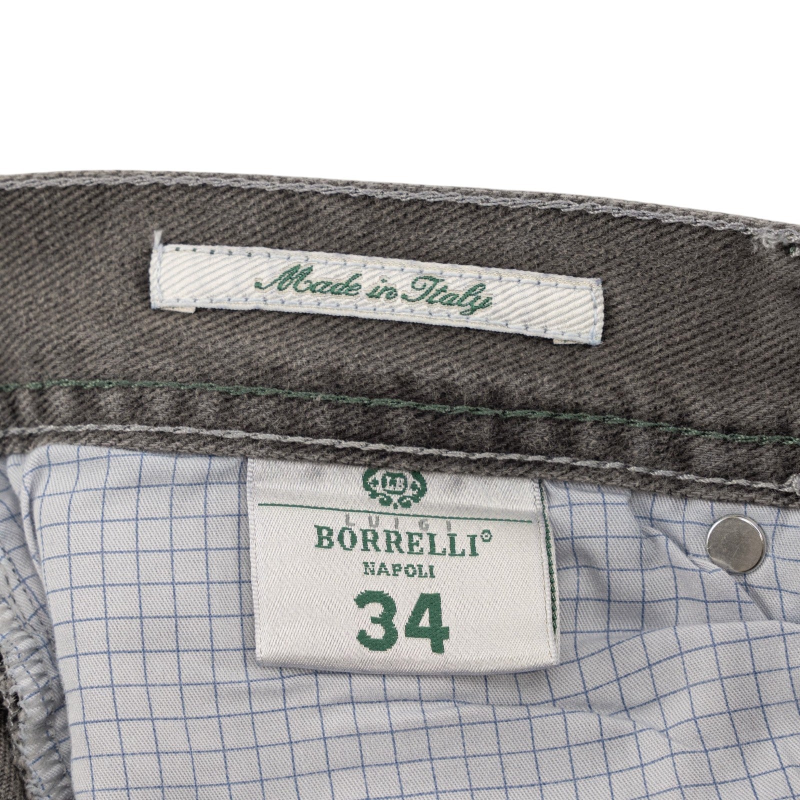 415$ LUIGI BORRELLI NAPOLI Solid Gray Denim Jeans Pant Cotton 34 US / 50 EU