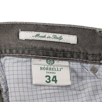 415$ LUIGI BORRELLI NAPOLI Solid Gray Denim Jeans Pant Cotton 34 US / 50 EU