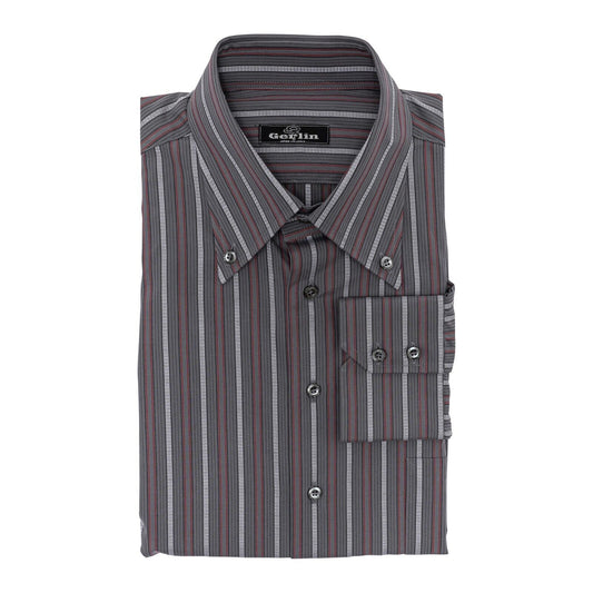 690$ LUXURY GERLIN Shirt Point Collar Grey Cotton 15.75 - 40 6A BIJAN