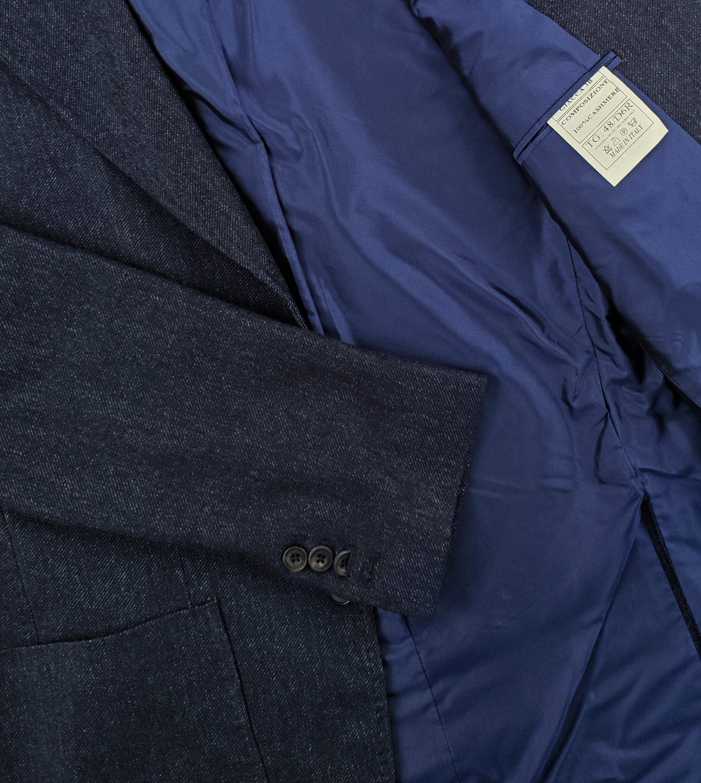 $2200 RUBINACCI NAPOLI Blue Unlined Jacket Blazer 100% Cashmere Made in Napoli