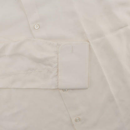 950$ RUBINACCI NAPOLI Ivory 7 Hand Made Steps Shirt 100% Silk 16 - 41