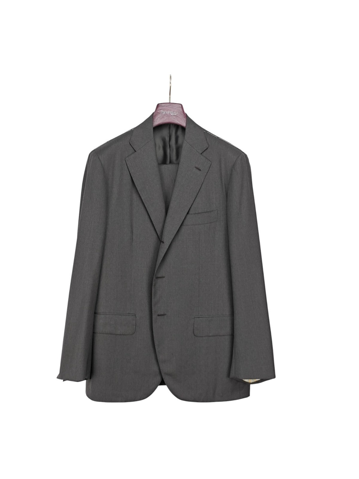 $2900 SARTORIA PARTENOPEA NAPOLI Handmade Gray Suit Wool 180's  44 US / 54 EU 7R