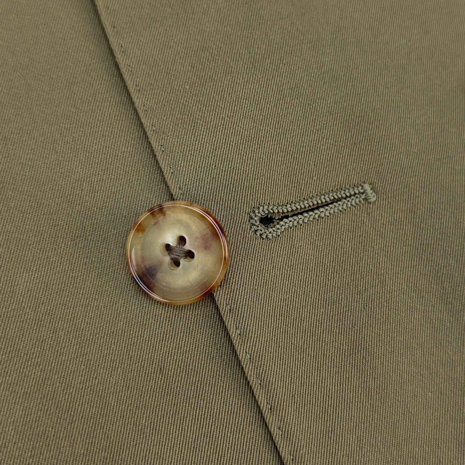 1400$ RAFFAELE CARUSO 3/2 Roll Suit Cotton Handmade Green Olive 36 US / 46 IT