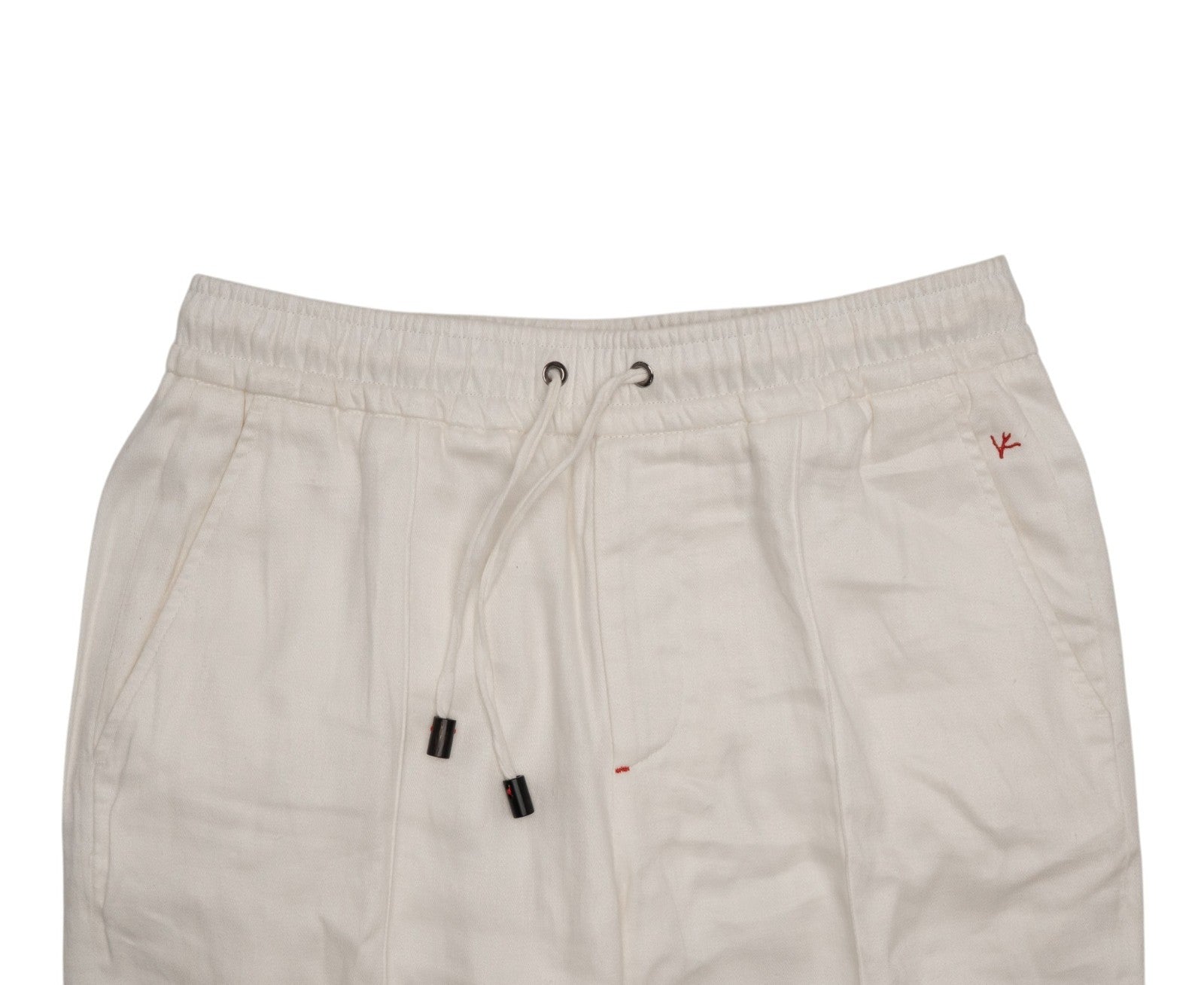 1250$ ISAIA NAPOLI White Drawstring Pant 100% Linen Relaxed Fit 32 US / 48 EU