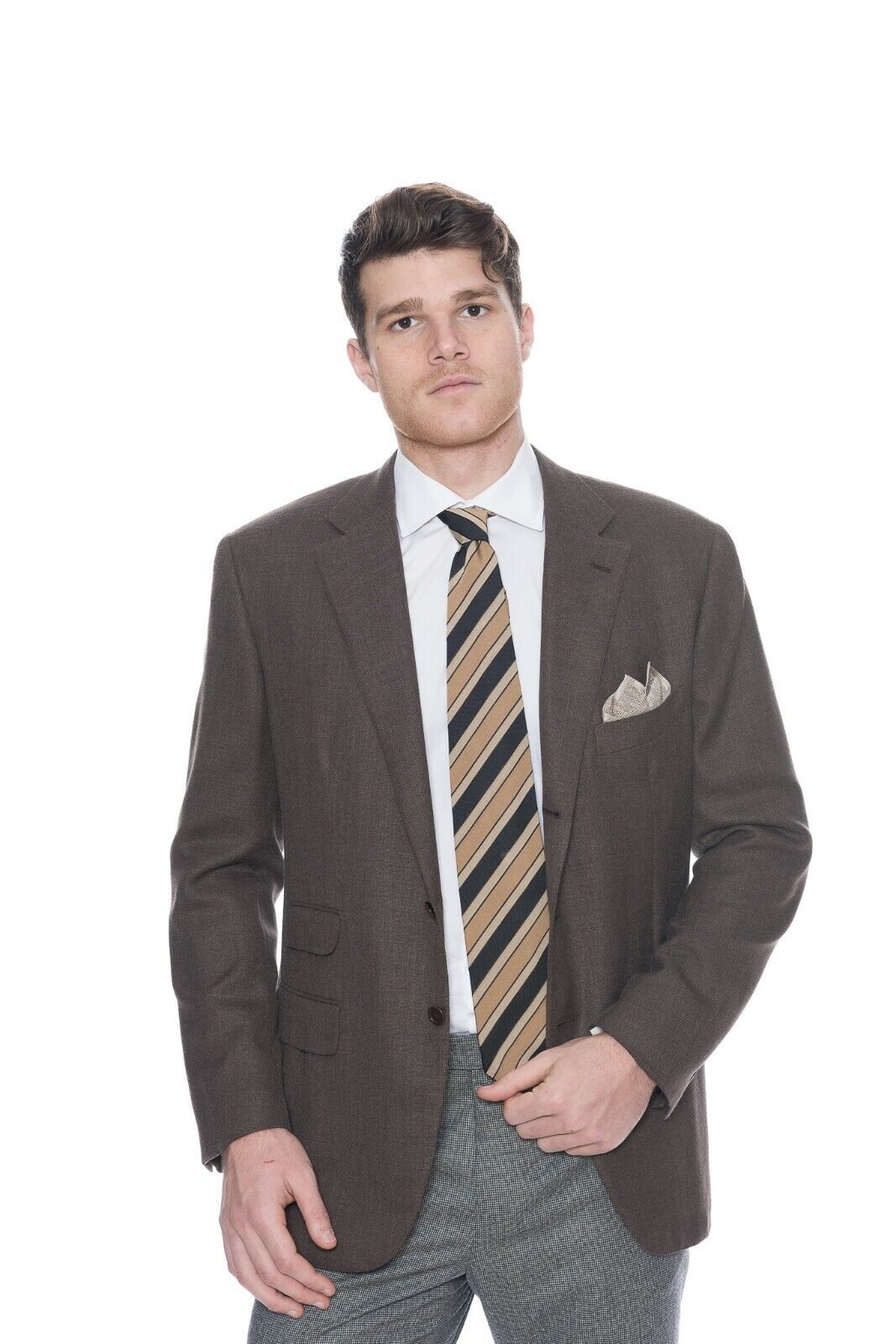 2130$ BELVEST Brown Wool Silk Linen Sartorial Jacket Blazer 46 US / 56 EU 7R