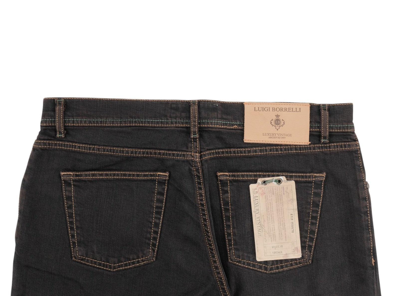 415$ LUIGI BORRELLI NAPOLI Charcoal Wash Denim Jeans Pant Cotton 36 US / 52 EU