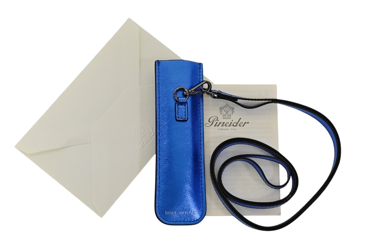 150$ PINEIDER FIRENZE 1774 "Metro Smooth" Pen Holder Calf Laminated Blue