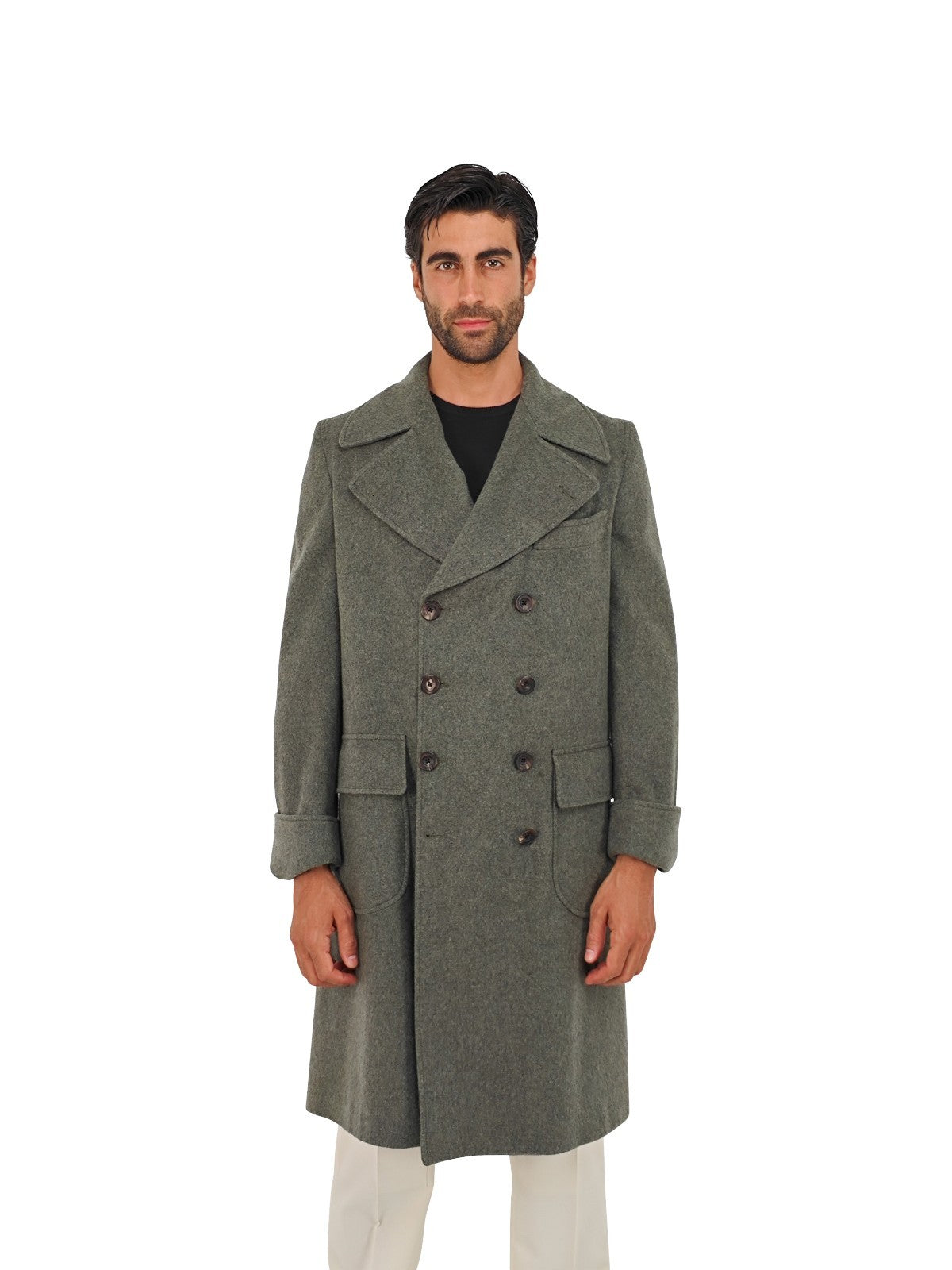 $3600 RUBINACCI "Ulster" Green Double Breasted Coat 100% Cashmere 38 US / 48 EU