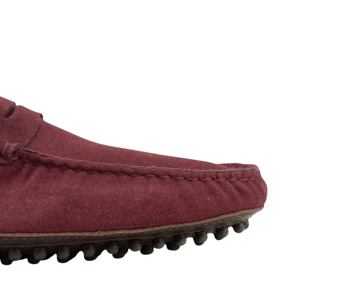 1200$ TESTONI Driver Loafer Shoes Casual Suede Calf Amaranth 8 UK / 9 US / 42 IT
