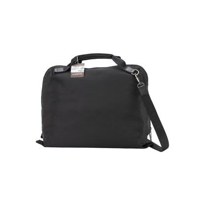$650 Testoni Bologna Briefcase Bag Fabric + Karibu Calf Black + Shoulder Strap