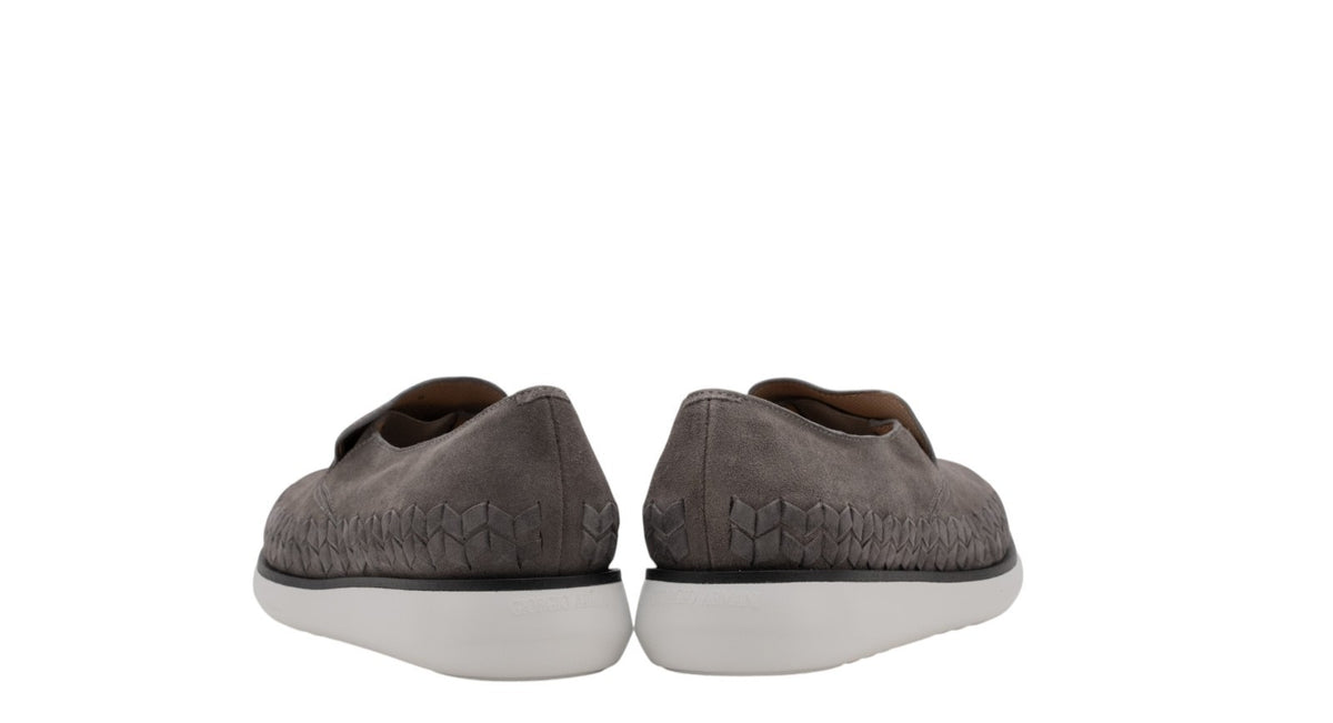 1050$ GIORGIO ARMANI Sneaker Shoes Slip-On Gray Woven Suede 6 UK / 7 US / 40 IT