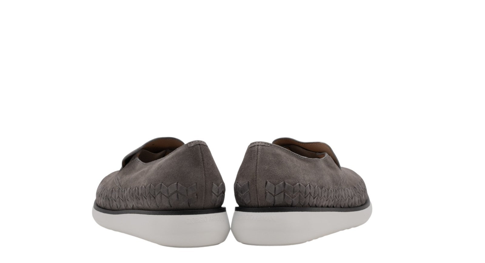 1050$ GIORGIO ARMANI Sneaker Shoes Slip-On Gray Woven Suede 6 UK / 7 US / 40 IT