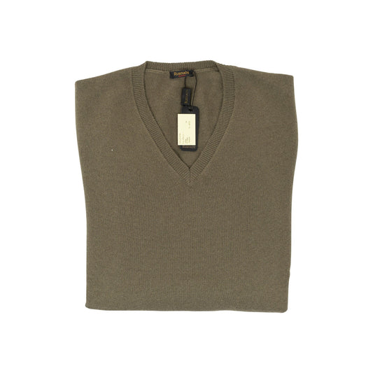 750$ RUBINACCI NAPOLI Dark Green Sweater V-Neck 100% Cashmere 38 US / 48 EU