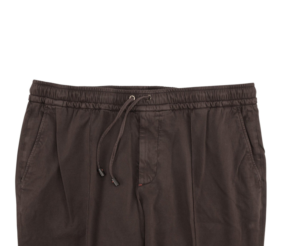 1290$ ISAIA NAPOLI Brown Drawstring Pant Cotton - Cashmere Relaxed 44 US / 60 IT