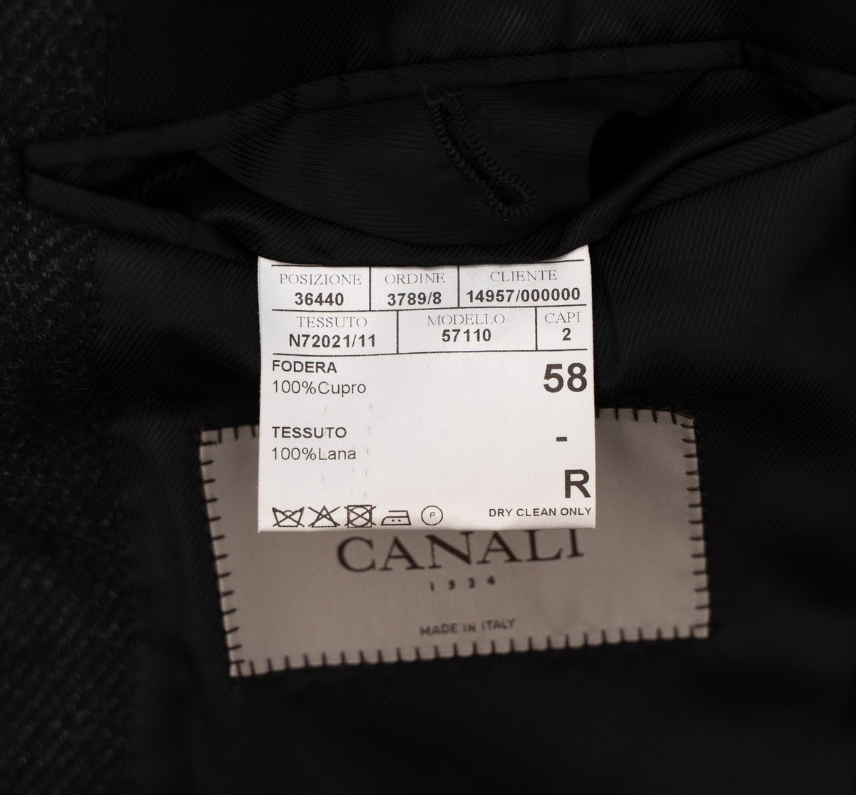 $2250 CANALI Charcoal Gray Overcoat Wool Water Resistant 48 US / 58 EU