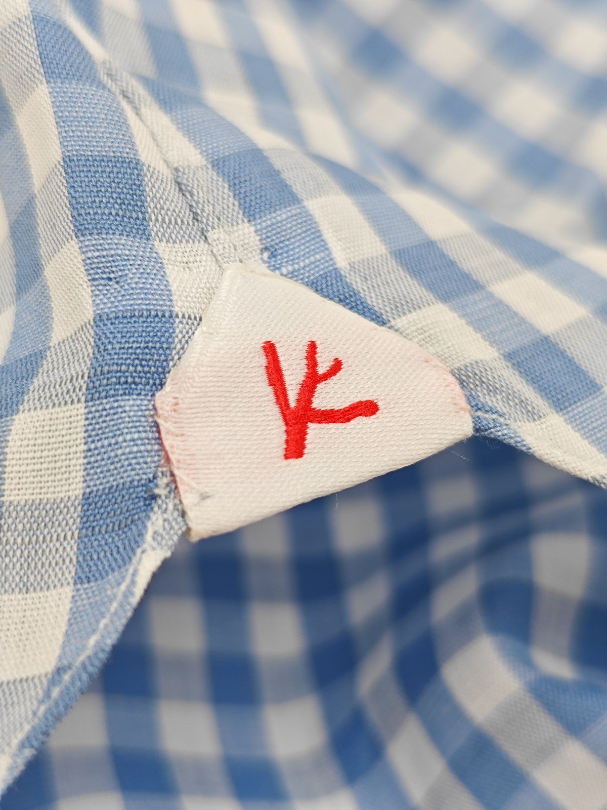 760$ ISAIA "Milano" Dress Shirt Blue Checks Hand-Sewn Cotton - Linen 16.5 - 42
