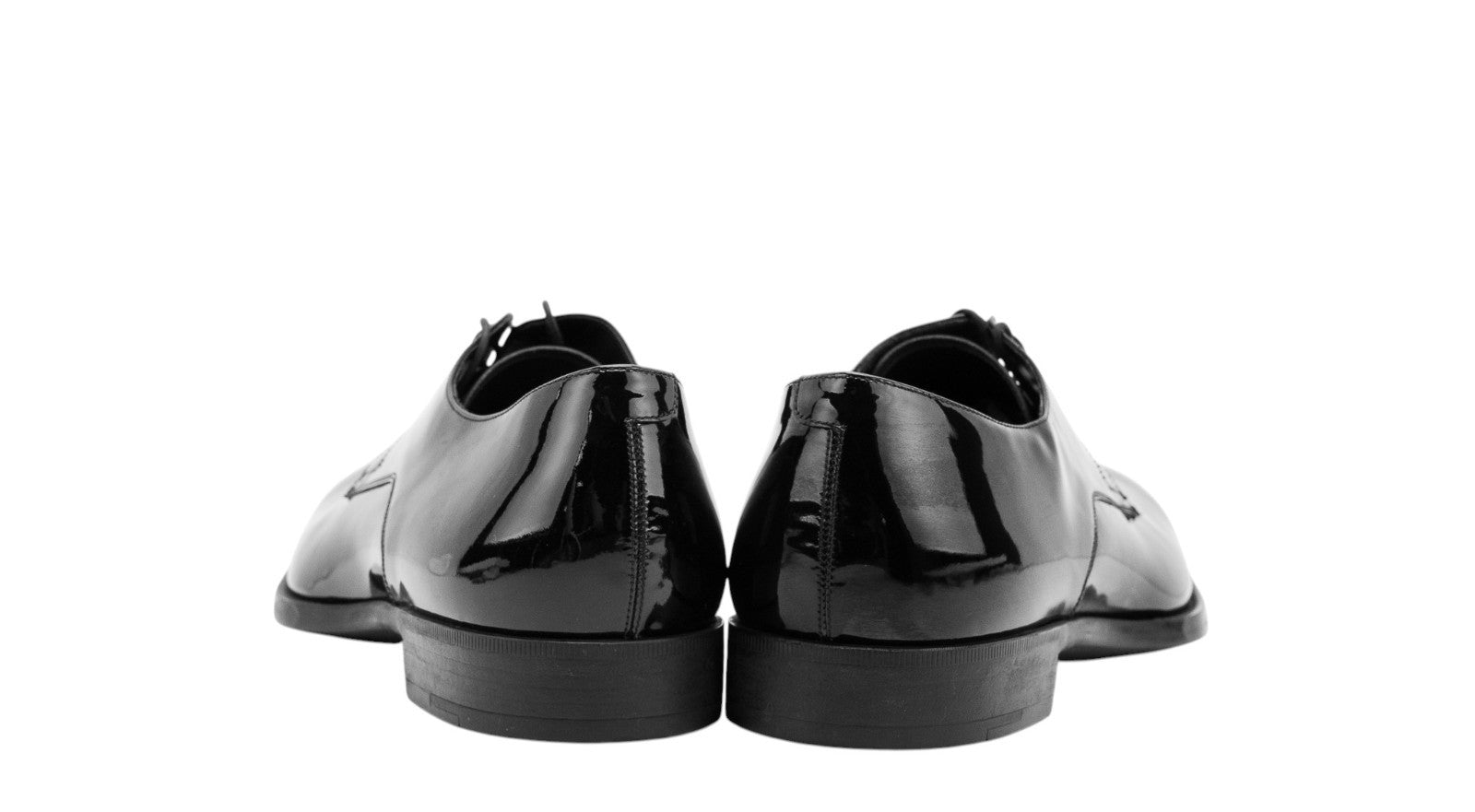 1220$ GIORGIO ARMANI Derby Shoes Black Patent Leather 8 UK 10 US 42 IT