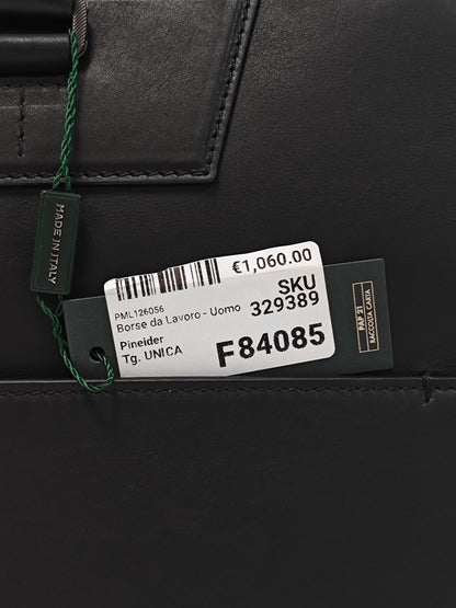 1240$ PINEIDER FIRENZE "Metro Smooth" Black Calf PC Briefcase Bag Document Case