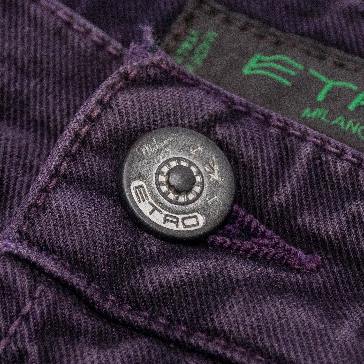 850$ ETRO MILANO Dark Purple Denim Cotton Jeans Pant Loose Fit 38 US / 54 EU