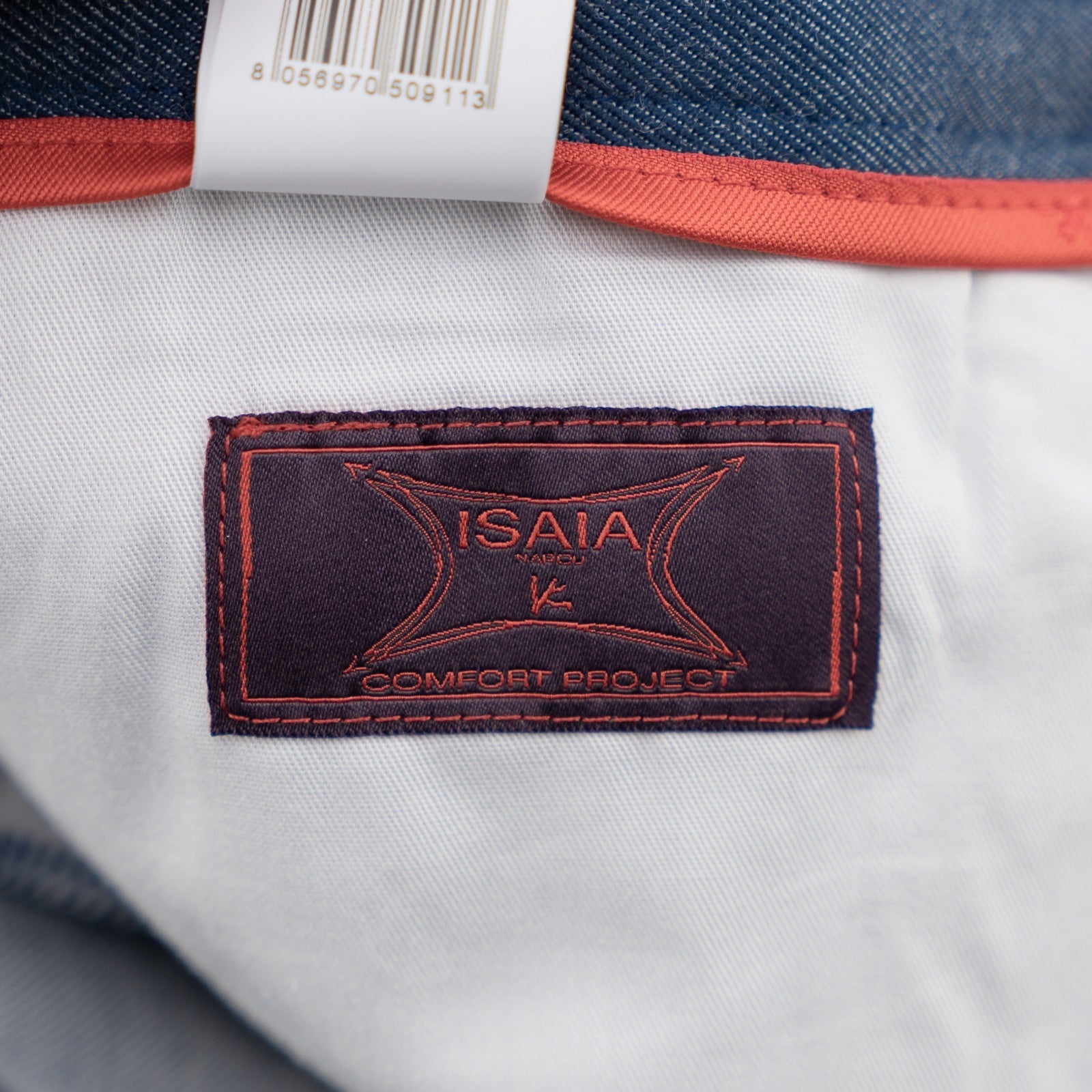 750$ ISAIA NAPOLI Blue 5 Pockets Casual Pant Comfort Cotton 32 US / 48 EU R