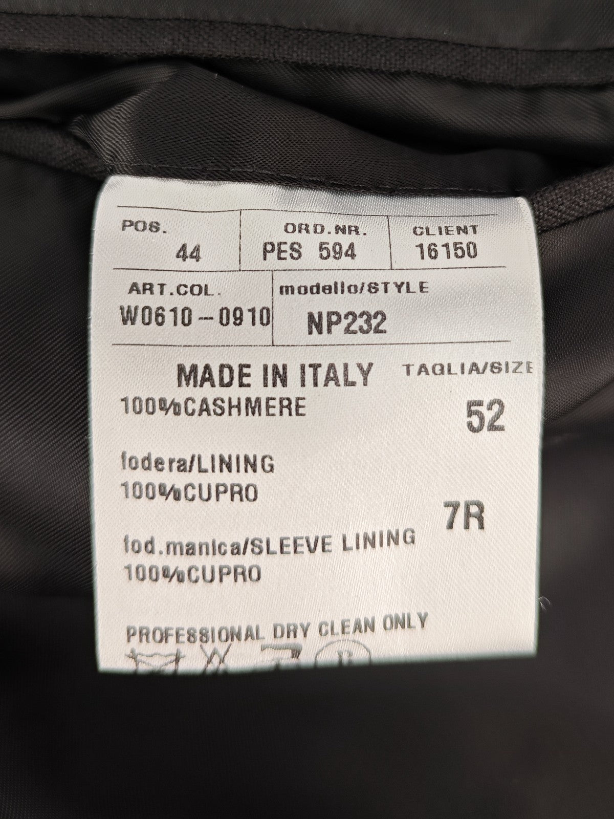 2200$ RAFFAELE CARUSO Black 3/2 Roll Sport Coat 100% Cashmere 42 US / 52 IT  7R