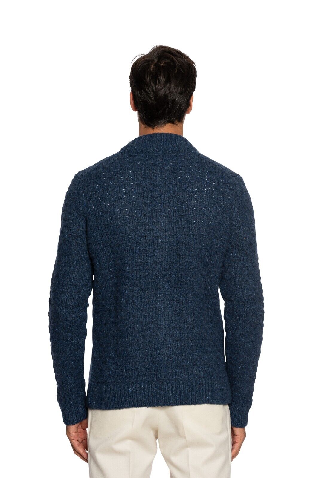 $1600 FEDELI CASHMERE Jacket Cardigan Thick 100% Open Cashmere Blue 40 US  50 EU