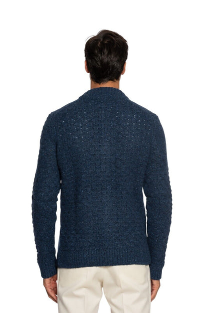 $1600 FEDELI CASHMERE Jacket Cardigan Thick 100% Open Cashmere Blue 40 US  50 EU