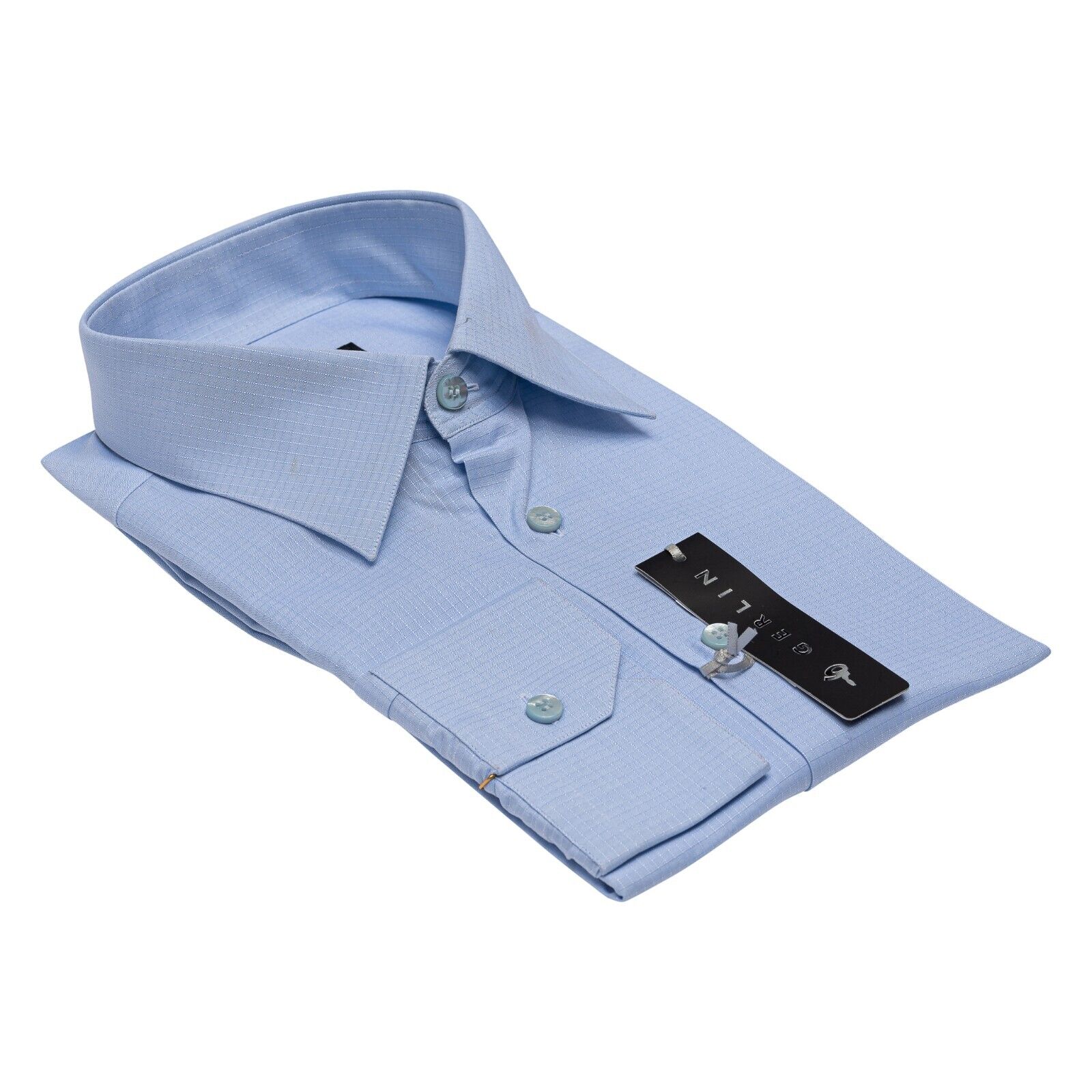 690$ LUXURY GERLIN Shirt Blue Check Cotton 16 - 41 2H BIJAN