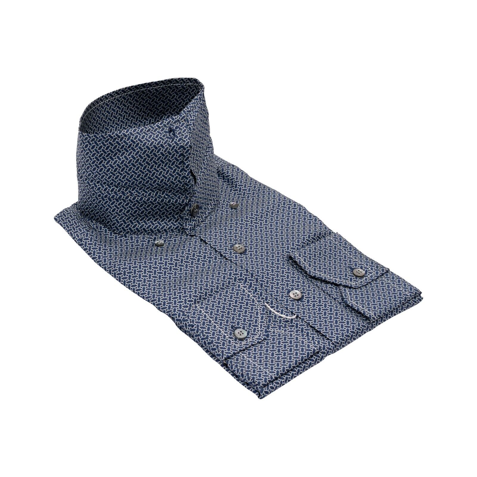 1400$ LUXURY MAROL BOLOGNA Point Collar Shirt Blue 100% COMO SILK 15.75 - 40