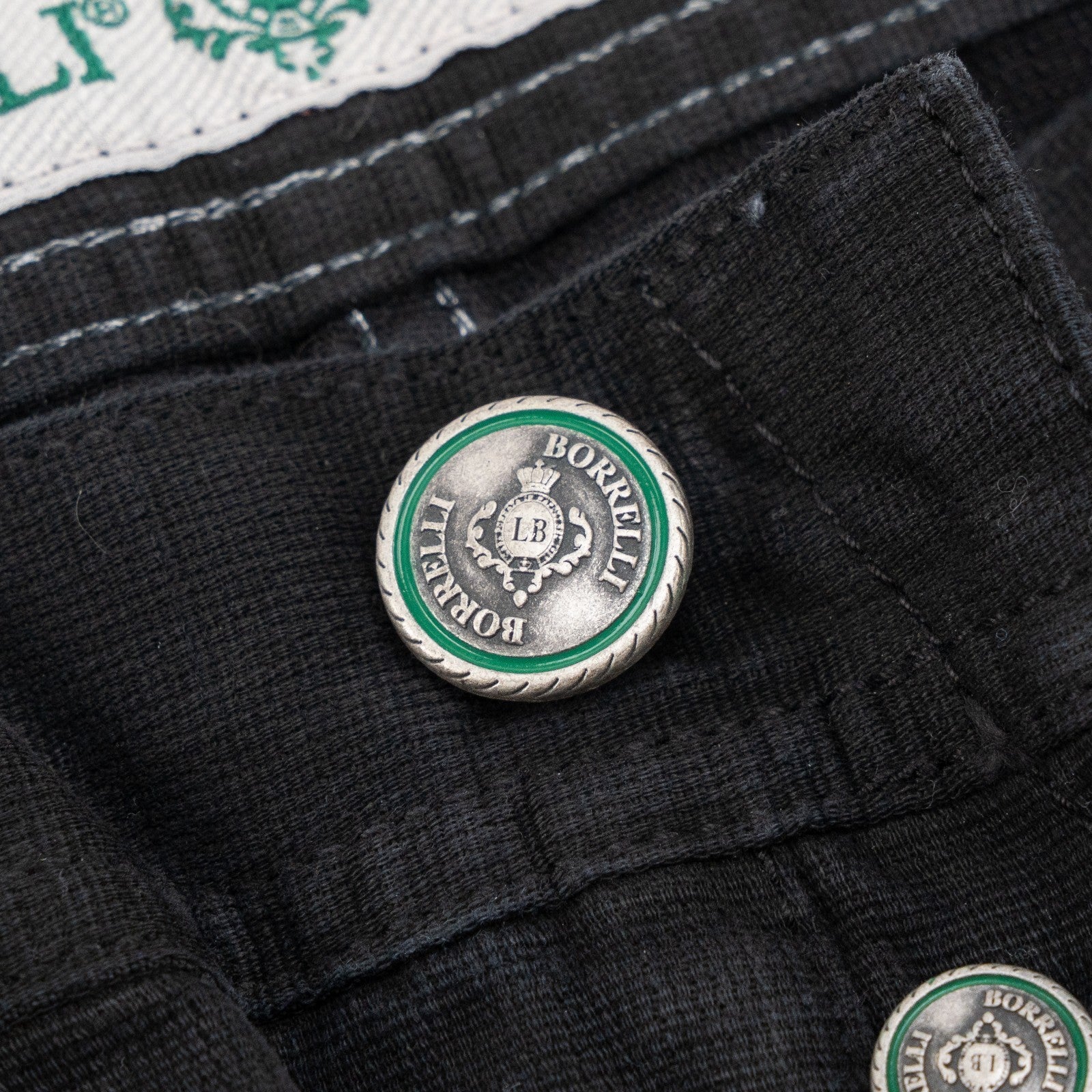 415$ LUIGI BORRELLI NAPOLI Black Denim Jeans Pant Cotton Made in Italy