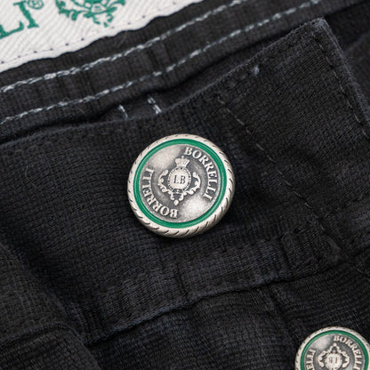 415$ LUIGI BORRELLI NAPOLI Black Denim Jeans Pant Cotton Made in Italy