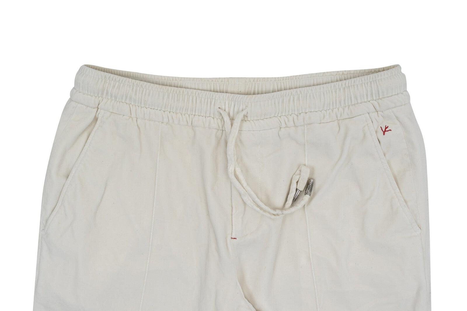 1100$ ISAIA NAPOLI White Drawstring Pant Velvet Cotton 34 US / 50 EU