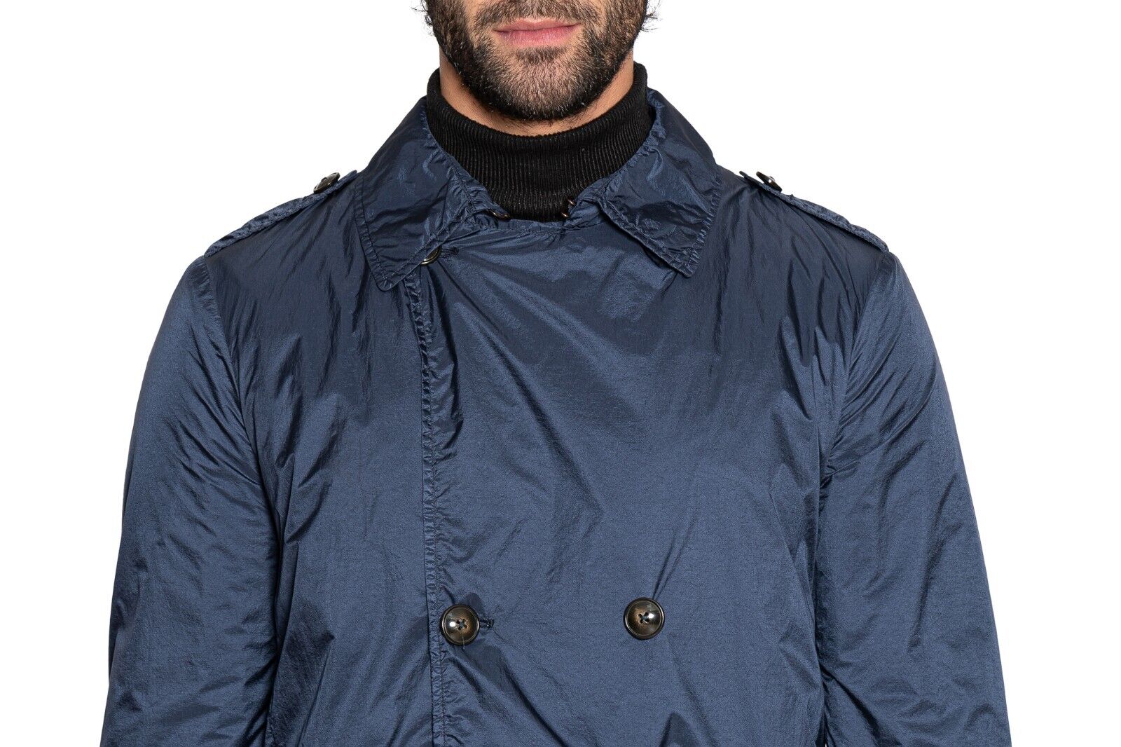 800$ MI.DA TOKYO-FIRENZE Blue Trench Coat Japan Fabric Light / Warm 38 US  48 EU